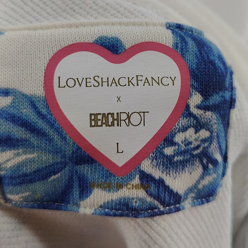 LoveShackFancy x Beach Riot Alicia Floral Hoodie Sweatshirt Blue White Size L - Picture 7 of 16